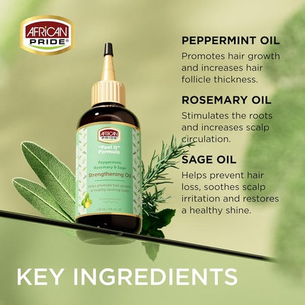 African Pride Feel It Formula Strengthening Oil with Peppermint Rosemary and Sage 4 fl oz