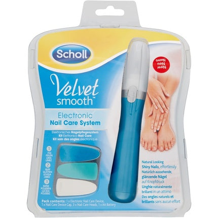 Scholl Velvet Electronic Nail Care System Blue 6 Count