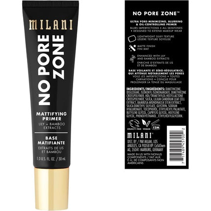 Milani No Pore Zone Mattifying Primer for Makeup 1.0 FlOz Matte Face Primer for Oily Skin