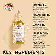 African Pride Moisture Miracle 5 Essential Oils - Castor, Grapeseed, Argan, Coconut & Olive Oil 4oz