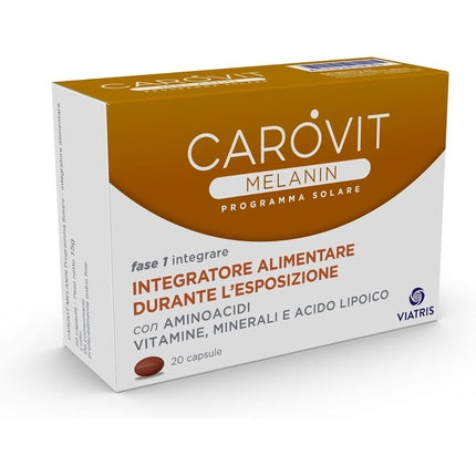 Carovit Melanin Solar Program Useful Dietary Supplement During Sun Exposure with Amino Acids, Vitamins, Minerals, and Alpha-Lipoic Acid