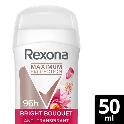Rexona Maximum Protection Deodorant Stick Bright Bouquet Antiperspirant with 96 Hours Sweat and Body Odor Protection 50ml Bright Bouquet