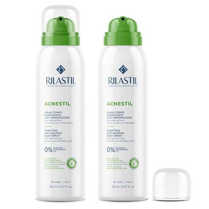Rilastil Acnestil Body Spray Cleansing and Anti-Imperfections, Sebum Normalizing, Soothing with Niacinamide, Glycolic Acid and Almond Acid 150ml