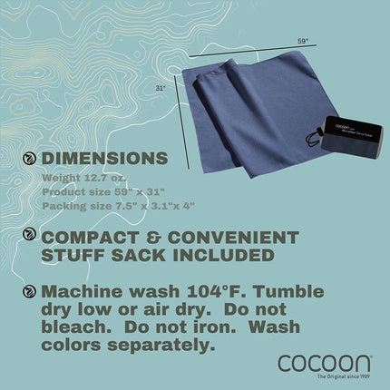 Cocoon Ultralight Lightweight Microfiber Hand Towel Fjord Blue XL