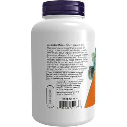 NOW Magnesium 400mg Enzyme Function and Nervous System Support 180 Veg Capsules