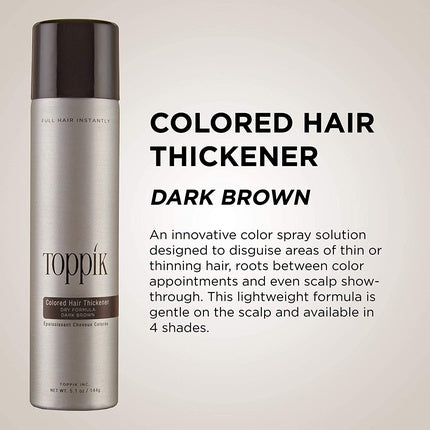 Toppik Colored Hair Thickener Dark Brown Spray for Thinning Hair 5.1oz