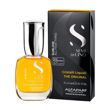 Alfaparf Milano Semi di Lino Sublime Cristalli Liquidi Hair Oil with Thermal Protection 0.51 fl. oz. - Vegan Formula