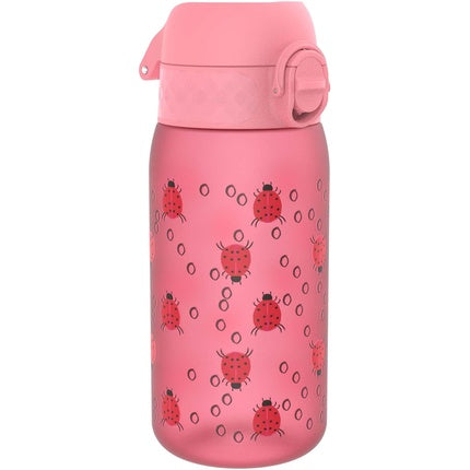 Ion8 Kids Water Bottle 350ml 12oz Leak Proof Easy Flip Open Secure Lock Dishwasher Safe BPA Free Carry Handle Pink Lady Bugs