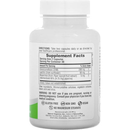 Natures Plus PRO DIM 200mg 60 Capsules Supports Healthy Estrogen Levels Non-GMO Vegan Gluten Free 30 Servings