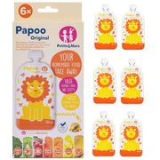 Petite&Mars Reusable Food Bags for Kids Papoo Original 6 Pieces Lion