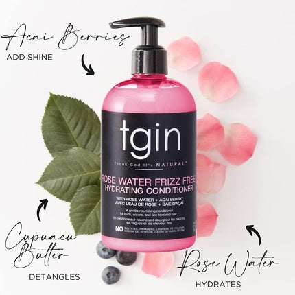 Tgin Rose Water Frizz-Free Hydrating Conditioner for Curls and Waves