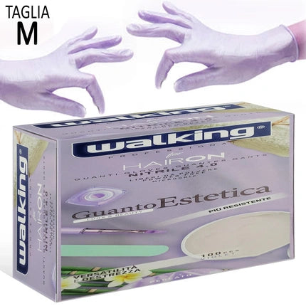 Walking Nitrile Gloves For Beauty Pearl Purple - 100 Pieces