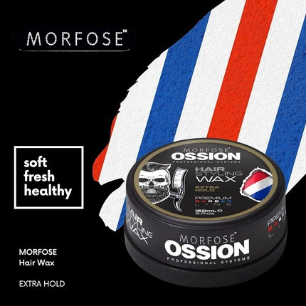 Morfose Barber Wax 5.30 Ounce Extra Hold Premium Hair Styling Wax for Men Natural Shine Easy Application Ideal for Various Styles Long-Lasting Water-Soluble Pleasant Fragrance
