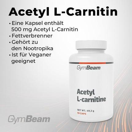 Gymbeam Acetyl L-Carnitine Capsules 500mg Vegan Fat Burner