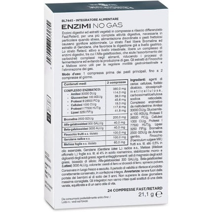 BIOS LINE Principium Enzyme No Gas Digestive Supplement 24 Fast/Retard Tablets