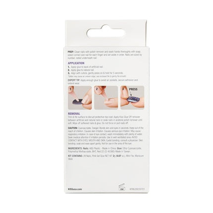 KISS Gel Fantasy Press On Nails Pink Medium Coffin Shape 28 Nails 2g Glue 1 Manicure Stick 1 Mini File Red