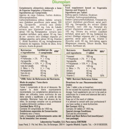 Ynsadiet Zentrum Diureplan Forte 30 Compr