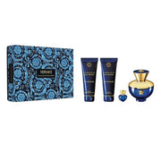 Versace Dylan Blue Pour Femme Gift Set - Edp Spray 100ml, Shower Gel 100ml, Body Lotion 100ml, Miniature Edp 5ml
