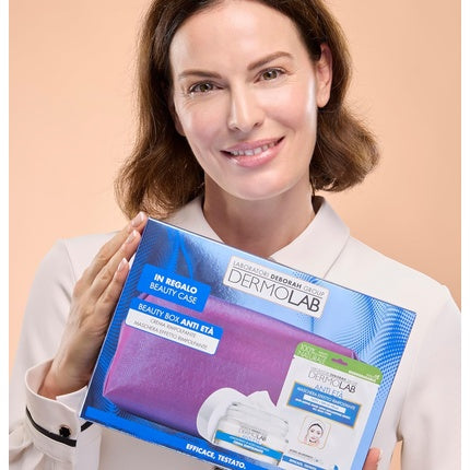 Dermolab Anti-Aging Beauty Box Face Cream 50ml with Hyaluronic Acid Elastic Filler Effect and Fabric Face Mask Moisturizing and Plumping Action