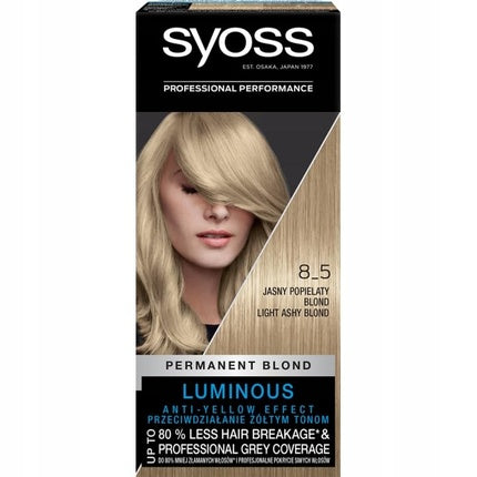 Syoss Permanent Blond Hair Dye 8_5 Light Ash Gray Blond
