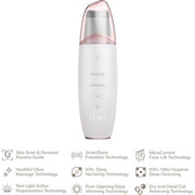 GESKE SmartAppGuided MicroCurrent Skin Scrubber & Blackhead Remover 9 in 1 Skincare Tools Face Cleaning Anti Aging and Cleansing Professional Face Lift Blackhead Remover Starlight