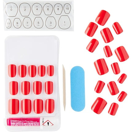 KISS Gel Fantasy Collection Glue-On Manicure Kit Whatever Short Length Square Fake Nails 28 False Nails Nail Glue Nail File and Manicure Stick