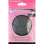 Brushworks Black Flexi Elastic Hair Bands - 100 Pieces