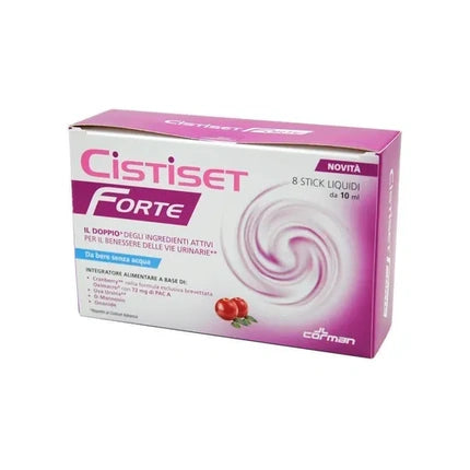 Corman Cistiset Forte Dietary Supplement For Urinary Tract 8 Liquid Sticks Of 10 Milliliters