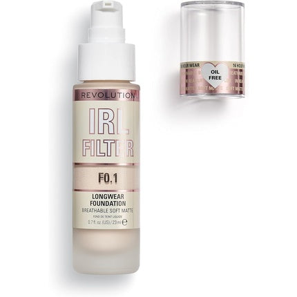 Makeup Revolution IRL Filter Longwear Foundation Medium to Full Coverage Matte Finish 16 Hour Wear F0.1 Fair To Light Skin Tones 23ml