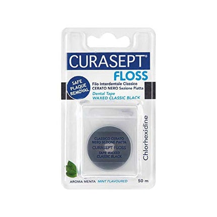 Curasept Classico Waxed Black Flat Section Floss 50m