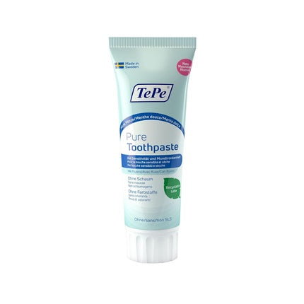 TePe Pure Toothpaste Mild Mint Very Gentle Fluoride Toothpaste for Daily Use with Sensitive Gums and Dry Mouth 75ml