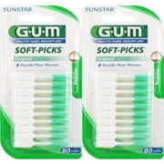 GUM Soft Picks Regular 80 Pieces Set of 2 White Green 80 Count