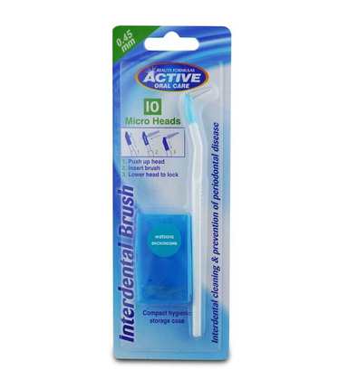 Active Oral Care Interdental Brush With Interchangeable Tips 0.45mm, 10 Pieces