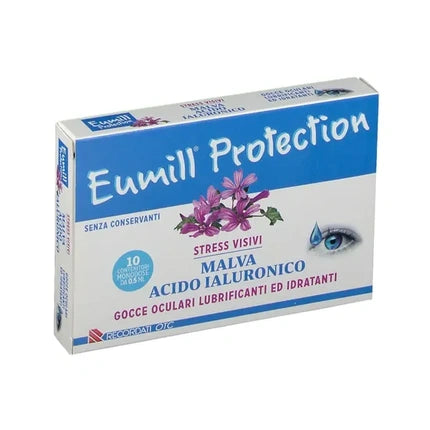 Recordati Eumill Protection Eye Drops Lubricating And Hydrating 10 Singledose Bottles