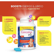 Conceive Plus Men's Fertility Support Vitamin Supplements with Zinc Folate Maca Root Selenium 60 Capsules
