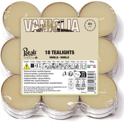 Price's Candles Petali Range Vanilla Scented Tea Lights - Pack of 18