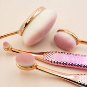 Moda Royal & Langnickel Full Size Metallic Face Perfecting 4pc Oval Makeup Brush