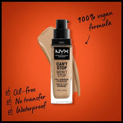 NYX Professional Makeup Can't Stop Won't Stop Full Coverage Foundation Vegan Formula Matte Finish 11 Beige 30ml