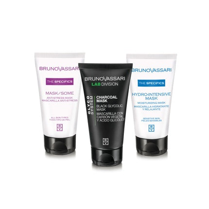 Bruno Vassari Multimasking Set - Includes Moisturizing Cream Mask 50 Ml, Vitamin A Anti-Stress Day & Night Cream Mask 50 Ml, And Glycolic Acid Detoxifying Cream Mask 65 G
