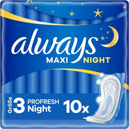Always Maxi Profresh Night Sanitary Pads Size 3 - Super Absorbent and Odor Neutralizing