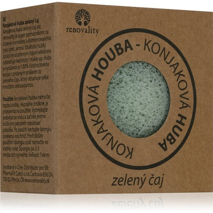 Renovality Konjac Mushroom Green Tea Cleansing Sponge 7x4 cm