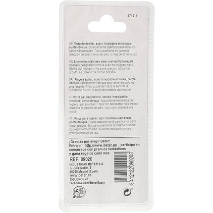 Beter Industries Soft Touch Slanted Tip Tweezers Black Cyan