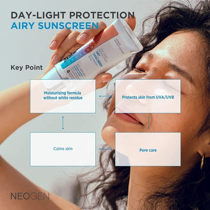 NEOGENLAB DERMALOGY UVA/UVB SPF50 Day-Light Protection Airy Sunscreen Essence-type Moisturizing Weightless Sunscreen 1.69 Fl Oz / 50ml