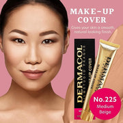 Dermacol Full Coverage Foundation Liquid Makeup Matte Foundation with SPF 30 Waterproof Foundation for Oily Skin Acne & Under Eye Bags Long-Lasting Makeup Products 30g Shade 225