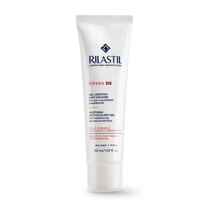 Rilastil Difesa DS Soothing Anti-Squame Gel for Face and Scalp with Biotic Pre and Post Rebalancing, 30ml