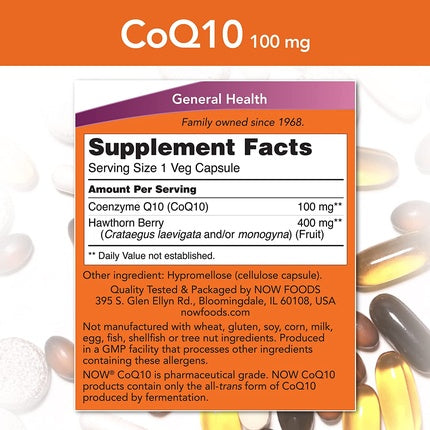 NOW Foods CoQ10 100mg 30 Vcaps - Pack of 2