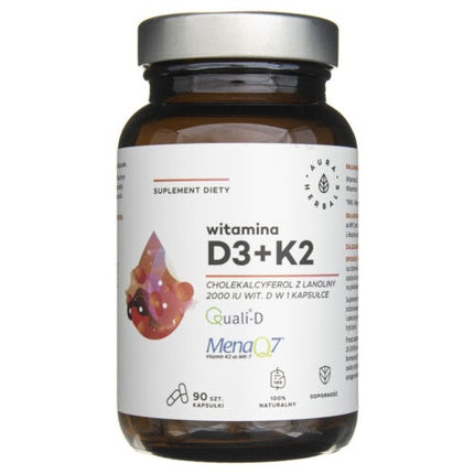 Aura Herbals Vitamin D3 2000 IU + K2 90 Capsules
