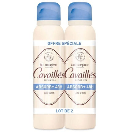 Cavaillès Absorb+ Anti-Transpirant Deodorant 48h Spray 150ml - Pack of 2