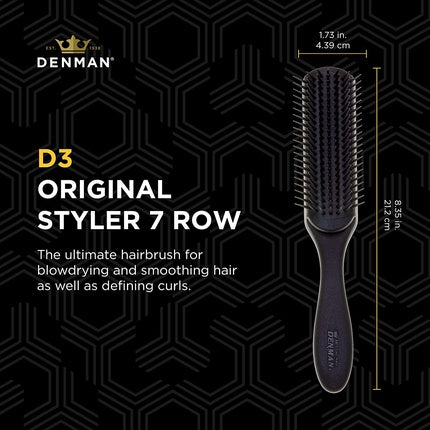 Jack Dean by Denman Curly Hair Brush D3 7 Row Styling Brush for Detangling, Separating, Shaping and Defining Curls - For Women and Men