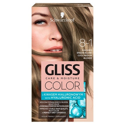 Gliss Color Care & Moisture Hair Dye 8-1 Cool Medium Brown
